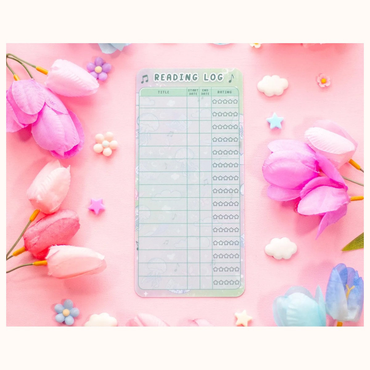 Blooming Records Reading Log Bookmark view 6