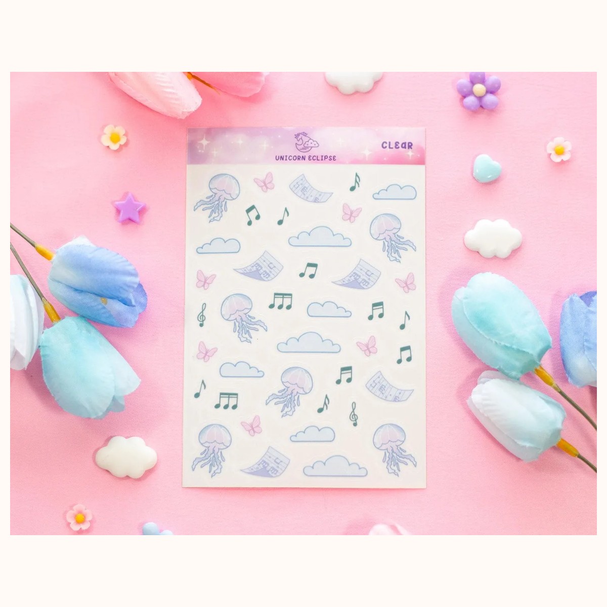 Blooming Records Clear Deco Sticker Sheet by Farouk Book Store