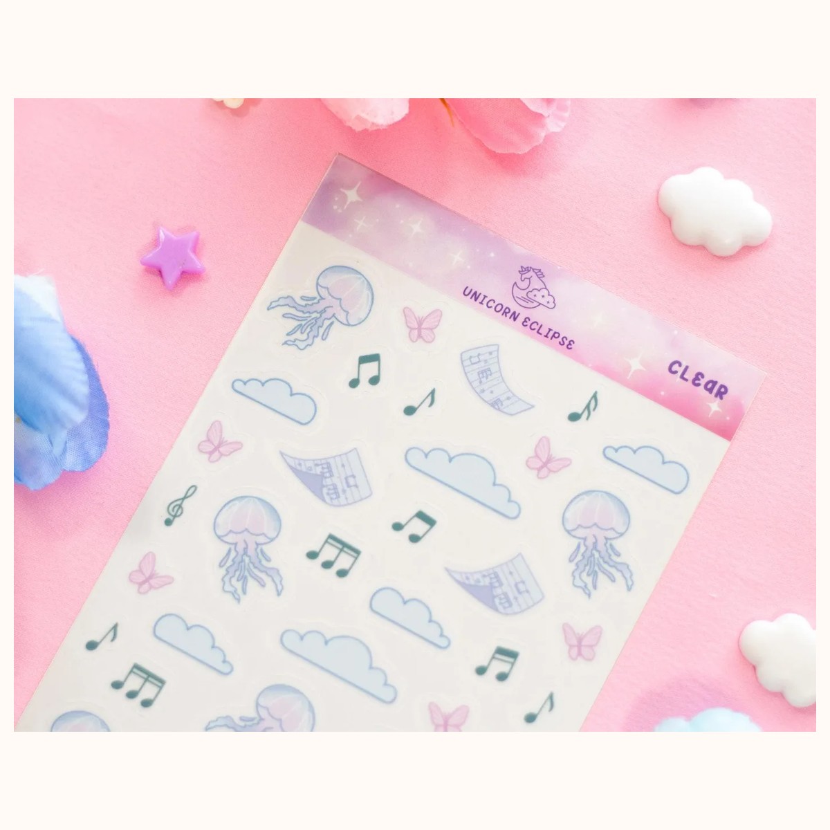 Blooming Records Clear Deco Sticker Sheet view 2
