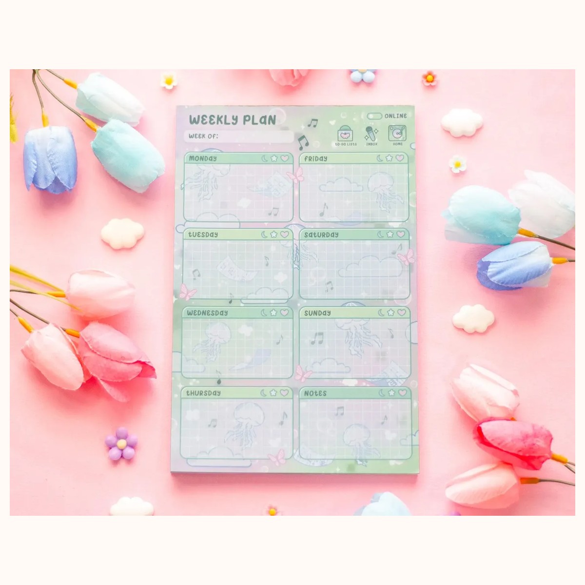 Blooming Records Weekly Planner Pad by Farouk Book Store