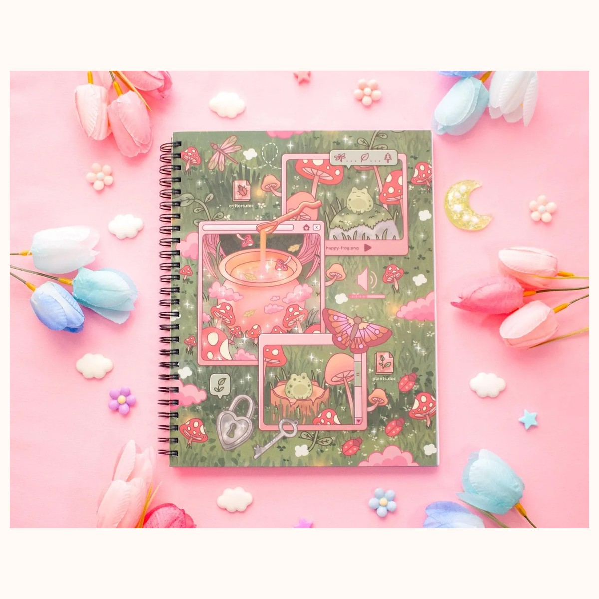 Mushroom Cottagecore Spiral Lined Notebook (7x9") by Farouk Book Store