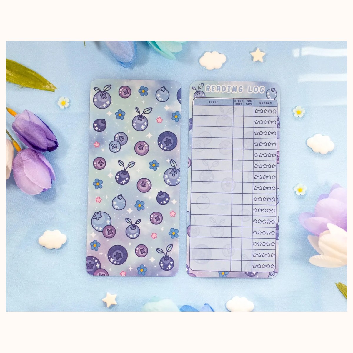 Blueberries Reading Log Bookmark by Farouk Book Store