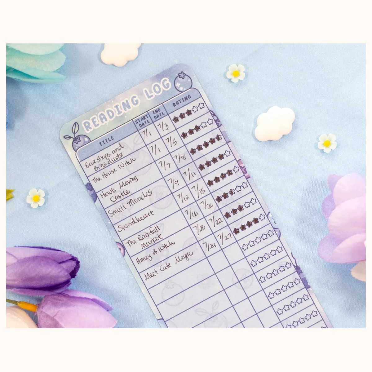 Blueberries Reading Log Bookmark view 2