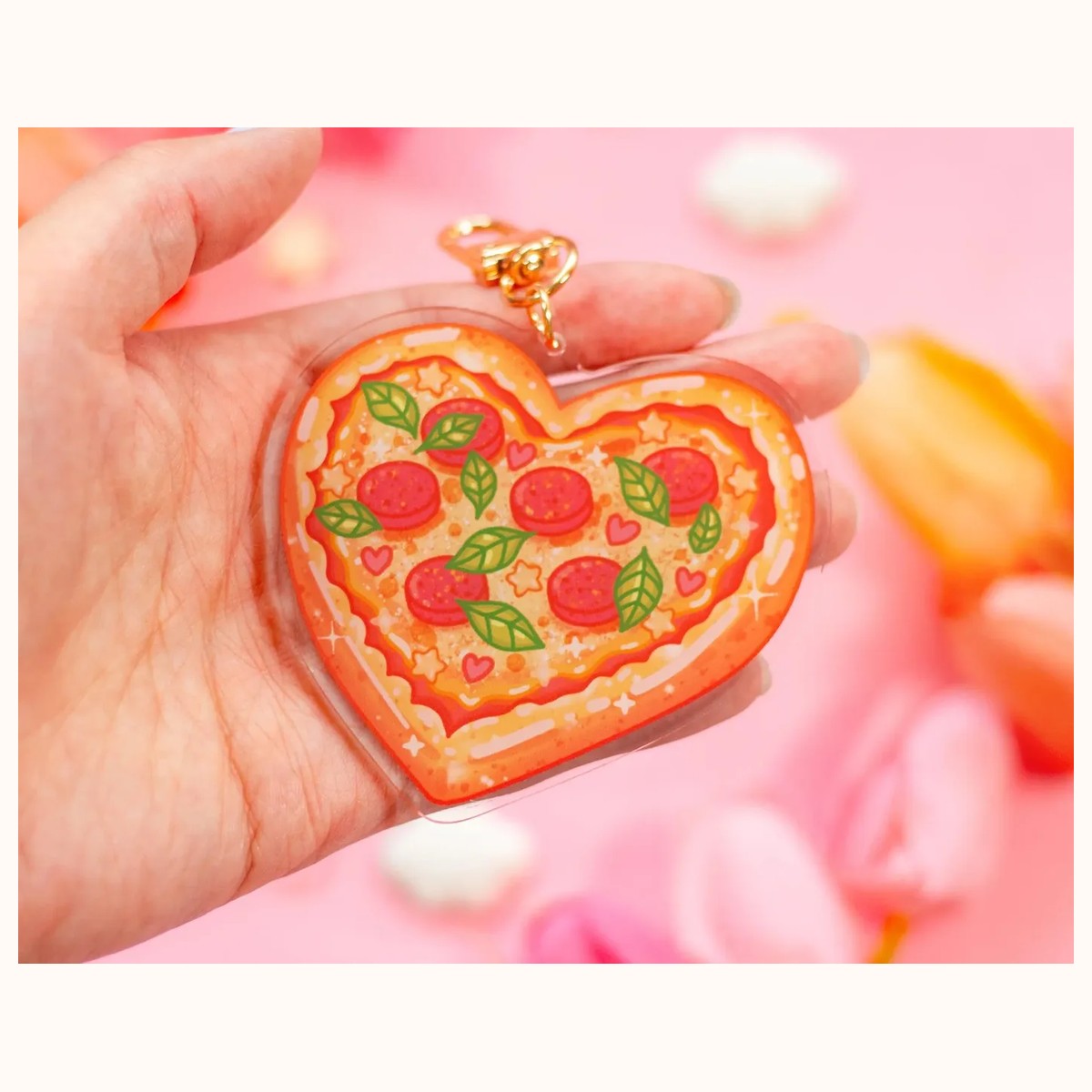 Heart Pizza Keychain view 2