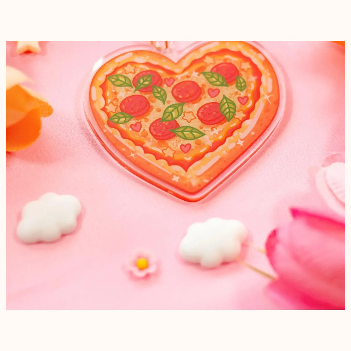Heart Pizza Keychain view 3