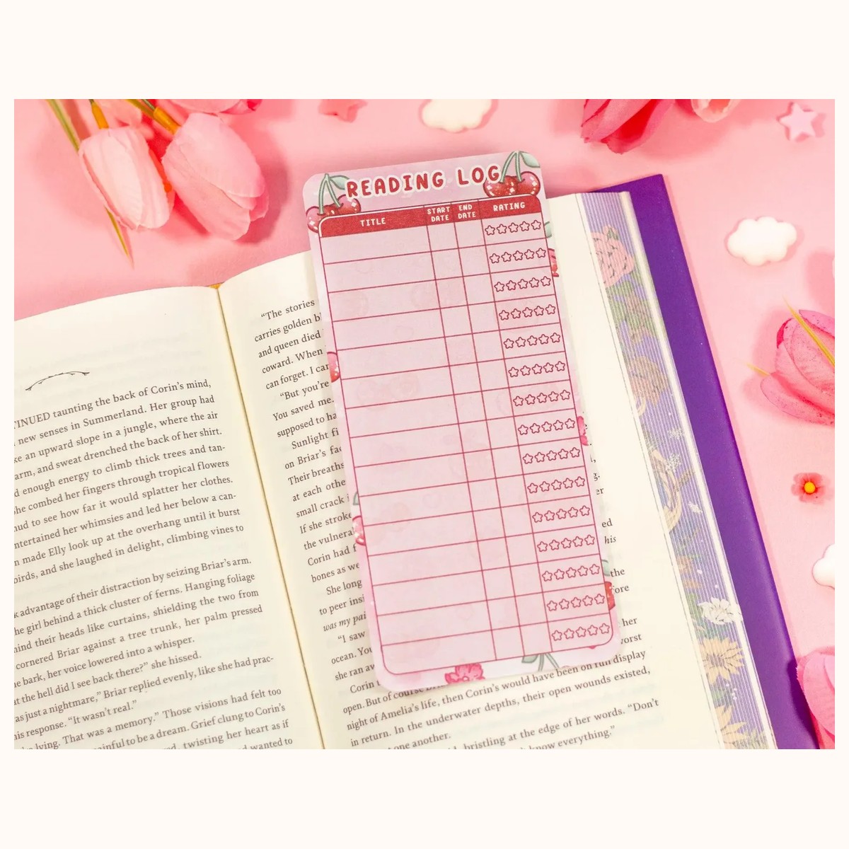 Cherries Reading Log Bookmark view 4
