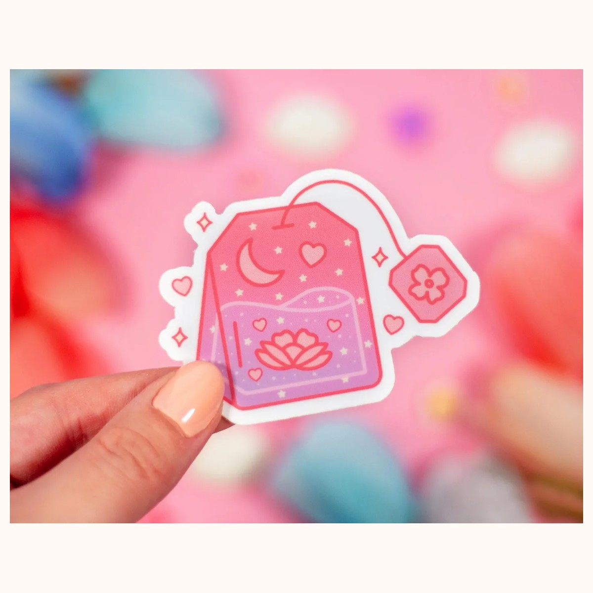 Tea Bag Cute Aesthetic Vinyl Sticker view 2