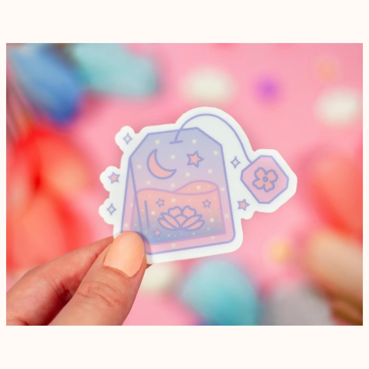 Tea Bag Cute Aesthetic Vinyl Sticker view 3