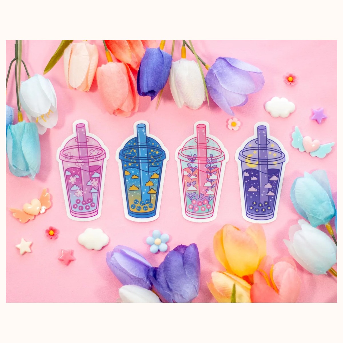 Bubble Tea Drink Cute Aesthetic Vinyl Sticker by Farouk Book Store
