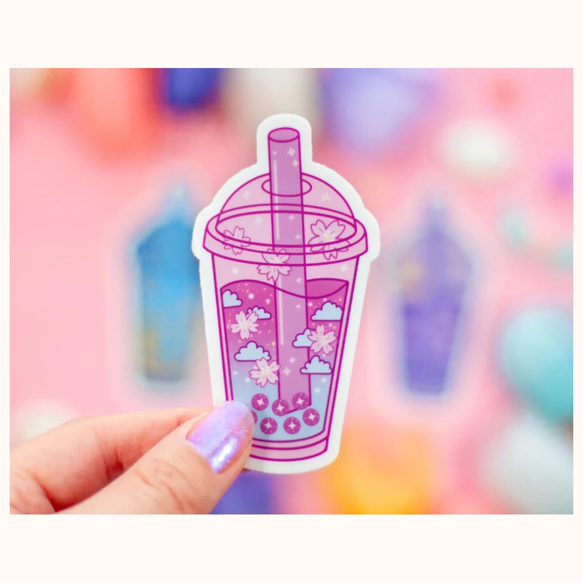 Bubble Tea Drink Cute Aesthetic Vinyl Sticker view 2