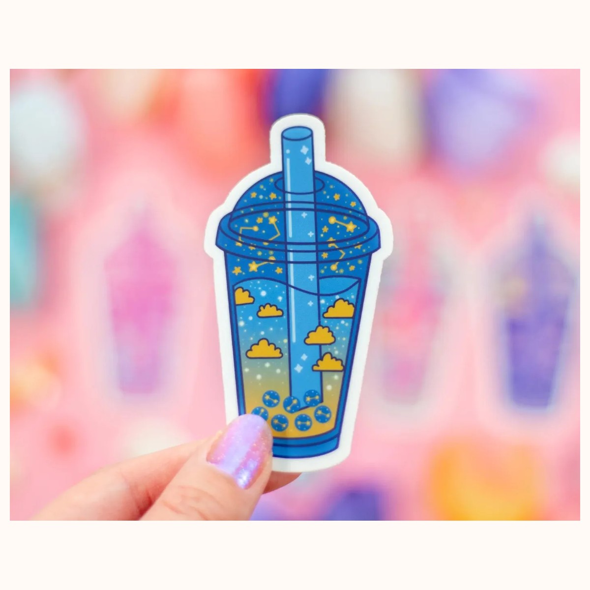 Bubble Tea Drink Cute Aesthetic Vinyl Sticker view 3