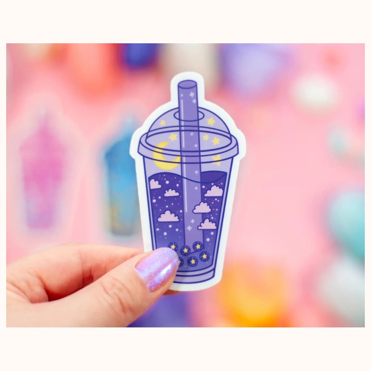 Bubble Tea Drink Cute Aesthetic Vinyl Sticker view 5