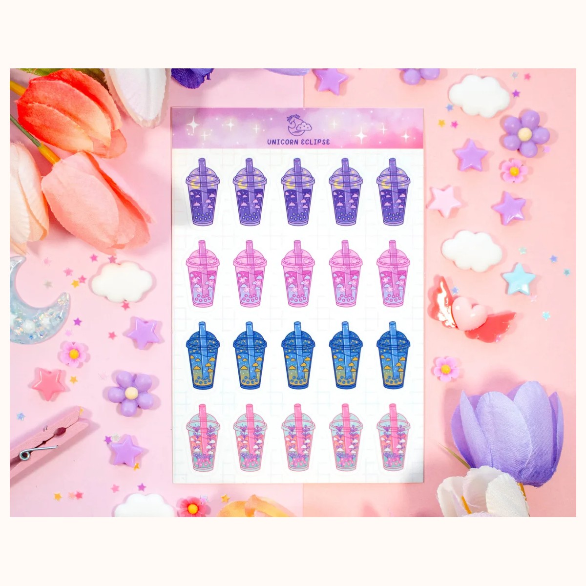 Bubble Tea Cute Aesthetic Planner Matte Sticker Sheet by Farouk Book Store