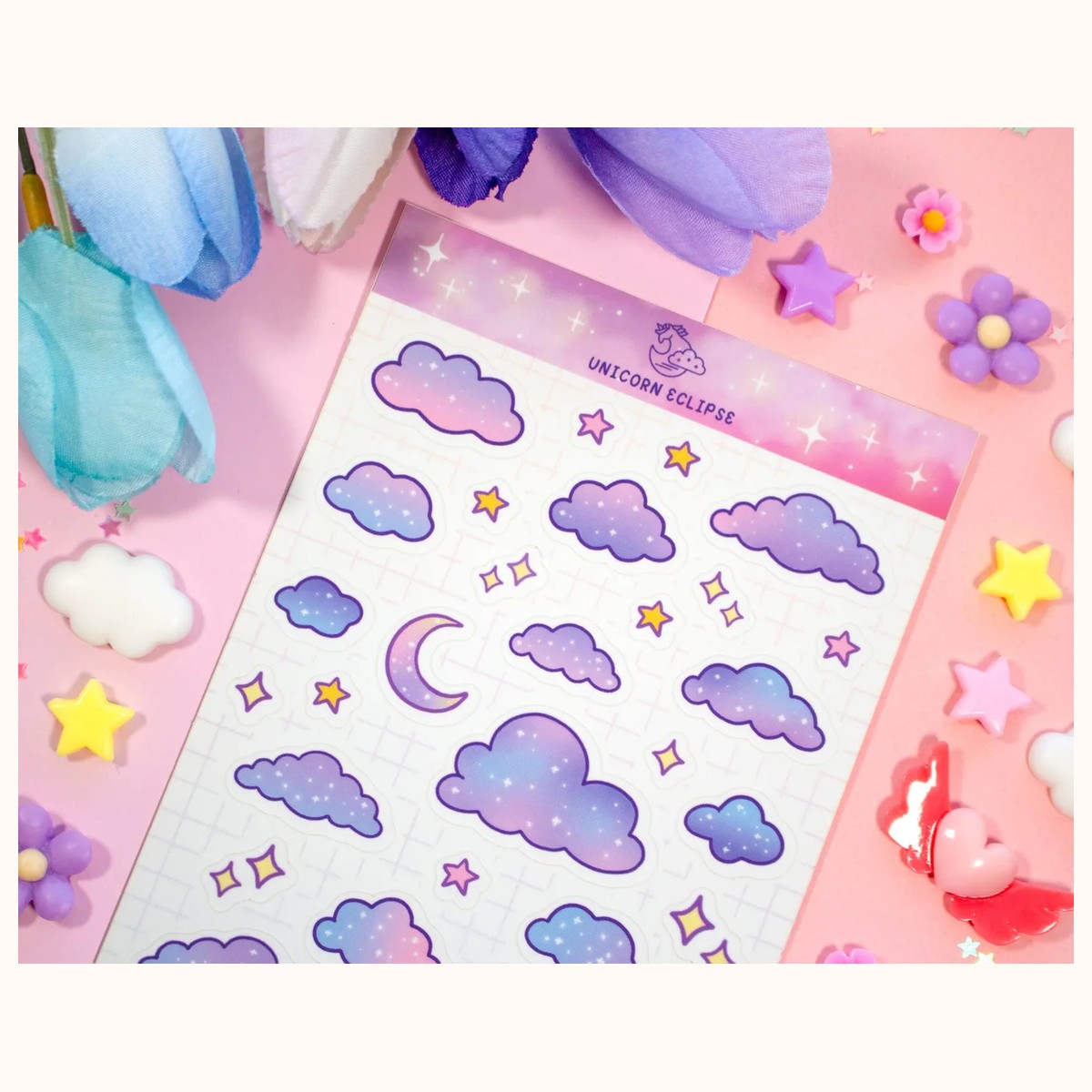 Clouds Aesthetic Cute Planner Sticker Sheet view 3