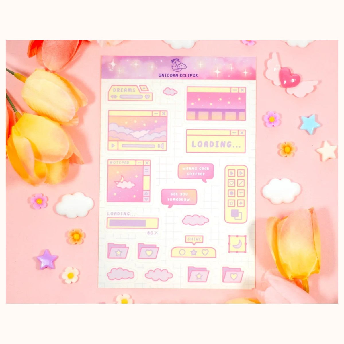 Pink Computer Sticker Sheet | Cute Stickers, Planner Stickers, Decorative Stickers by Farouk Book Store