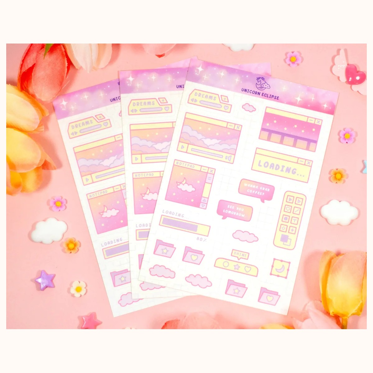 Pink Computer Sticker Sheet | Cute Stickers, Planner Stickers, Decorative Stickers view 2