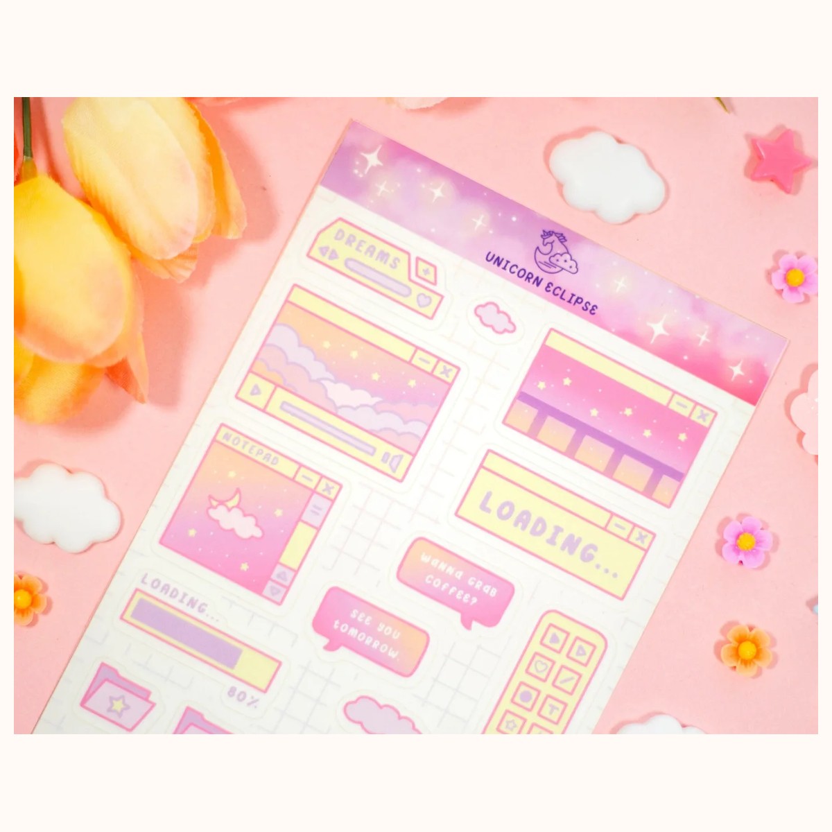 Pink Computer Sticker Sheet | Cute Stickers, Planner Stickers, Decorative Stickers view 3